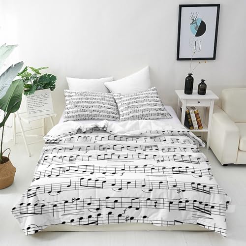 ANHOPE Retro Musik Anmerkung Bettwäsche Set Weich Microfaser Bettbezüge...