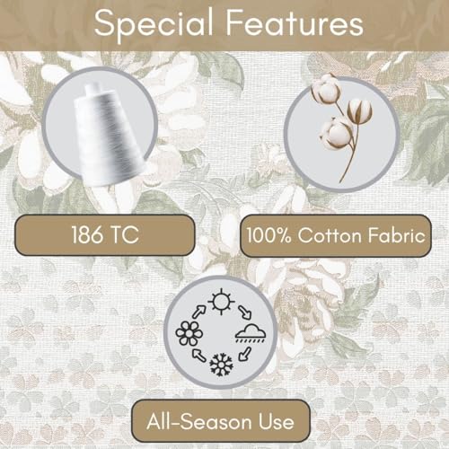 Image of Mafatlal 186 TC Spring Glory Cotton Bedsheet King Size | 274 x 274 cm | Summer Sheets for Sleeping, for Comfortable Nights | 2 Pillow Covers Included | White Down