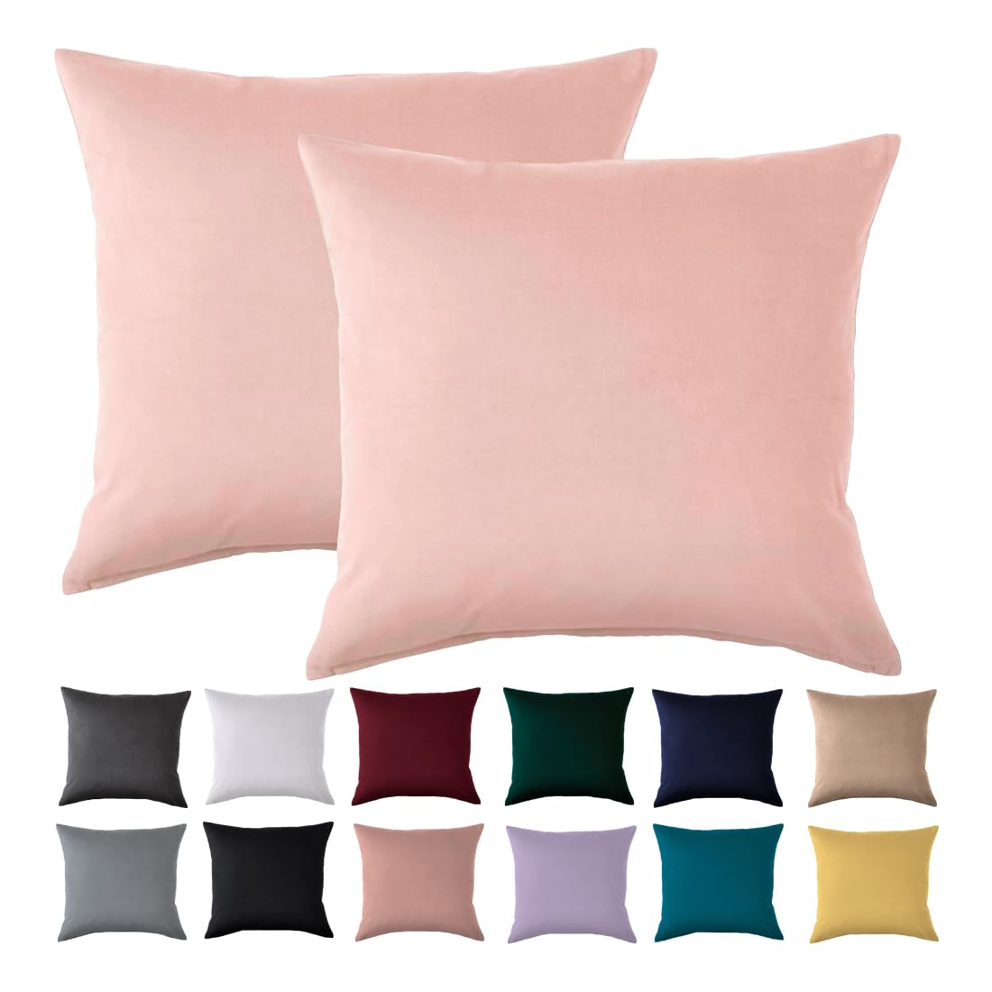 Cushion Cover 50 x 50 cm, Set of 2 - Pillowcase 50 x 50 cm, Light Pink for Pillows, 100% Microfibre Cushion Cover, Non-Iron and Wrinkle-Free with Zip