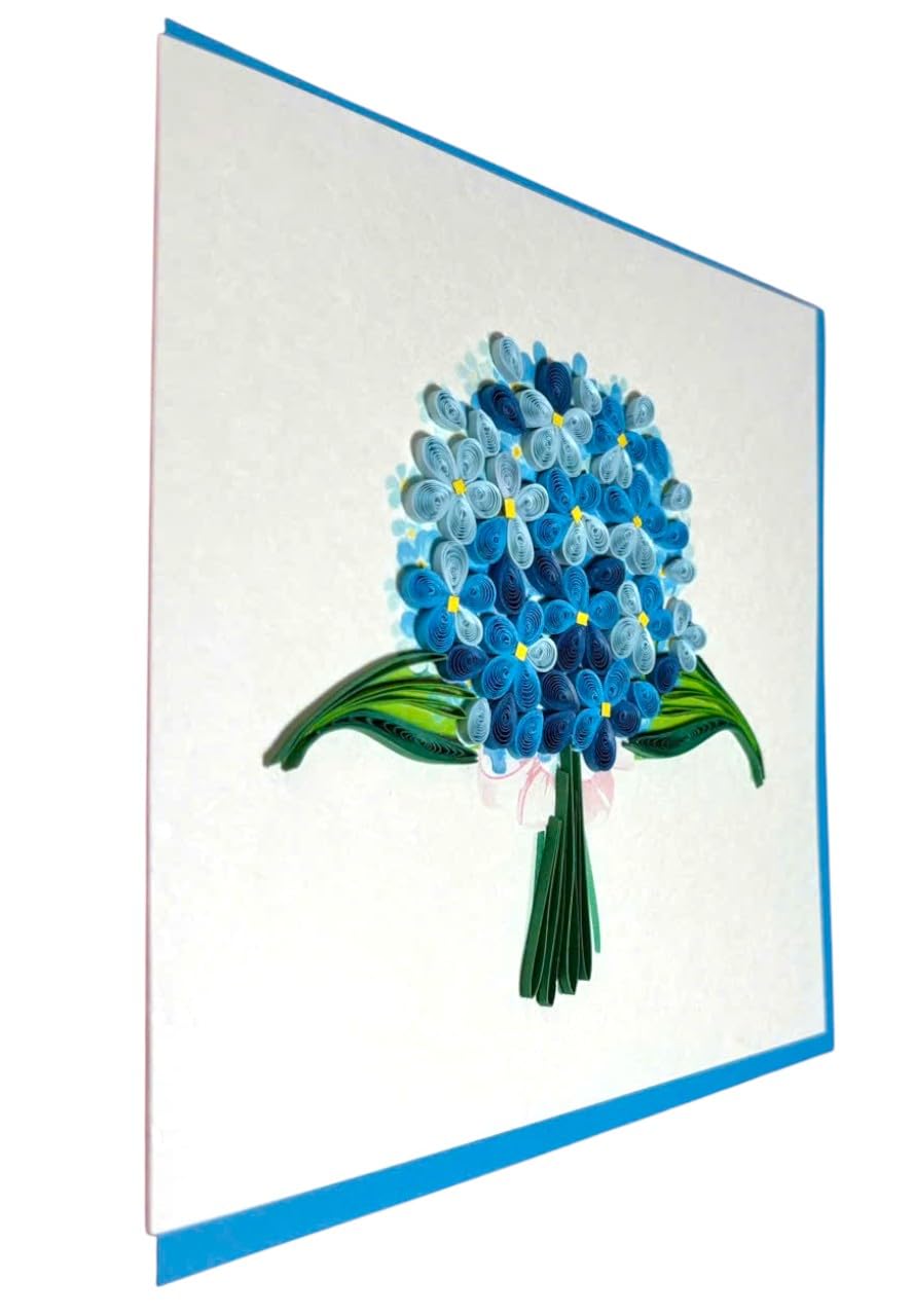 Tarjeta de felicitación de hortensias 3D hecha a mano para el día de la madre, día del padre, cumpleaños, aniversario, diseño hermoso y único, interior en blanco listo para regalar, incluye