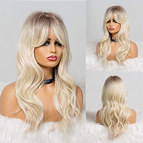 Perruque synthétique femme noire ombre brun rouge longue pour changer de look sans abîmer