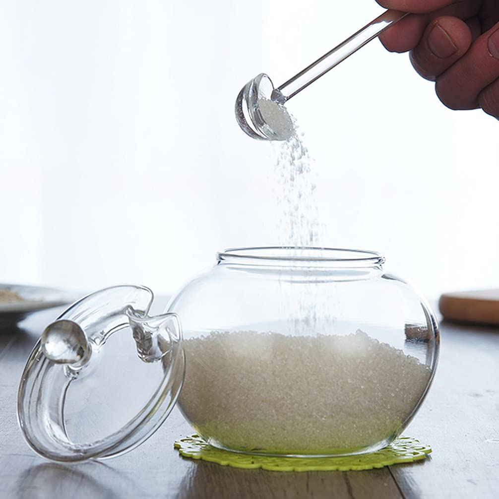 2 pezzi Vaso for miele con cucchiaino Sciroppo Zucchero Barattolo di vetro Cucina Miele Marmellata Contenitore for gelatina Spezie Caramelle Foglia di tè Vaso con coperchio/781