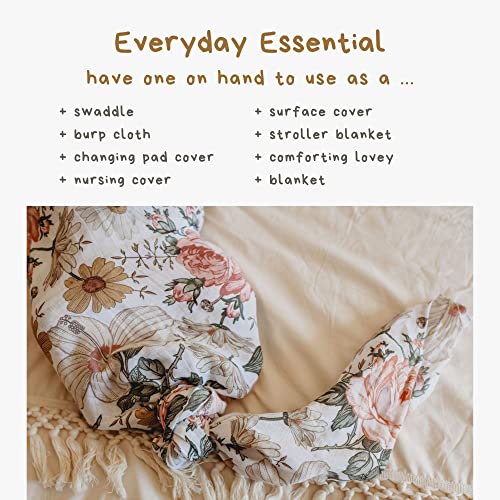 Image of Mini Wander Swaddles for Newborns Muslin Swaddle Blankets - Breathable Soft Newborn Receiving Floral Blanket Baby Essentials | 47 x 47 Cotton - (Garden Floral) White