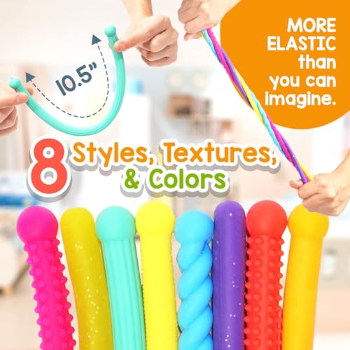 Image of Sensory Autism Toys for Kids - Textured Stretchy Fidget Toys for Stress - Sensory Toys Special Needs for Autistic Toddlers Boys Girls Stocking Stuffers Gifts, Treasure Prizes Classroom - 8 Pack