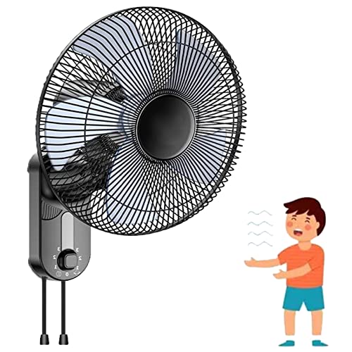 Genérico Ventilador De Pared, 16 Pulgadas, Tres Velocidades De Viento, Oscilación De 45 Grados hacia Arriba Y hacia Abajo, Enfriamiento Rápido Y Eficiente En Energía (B)