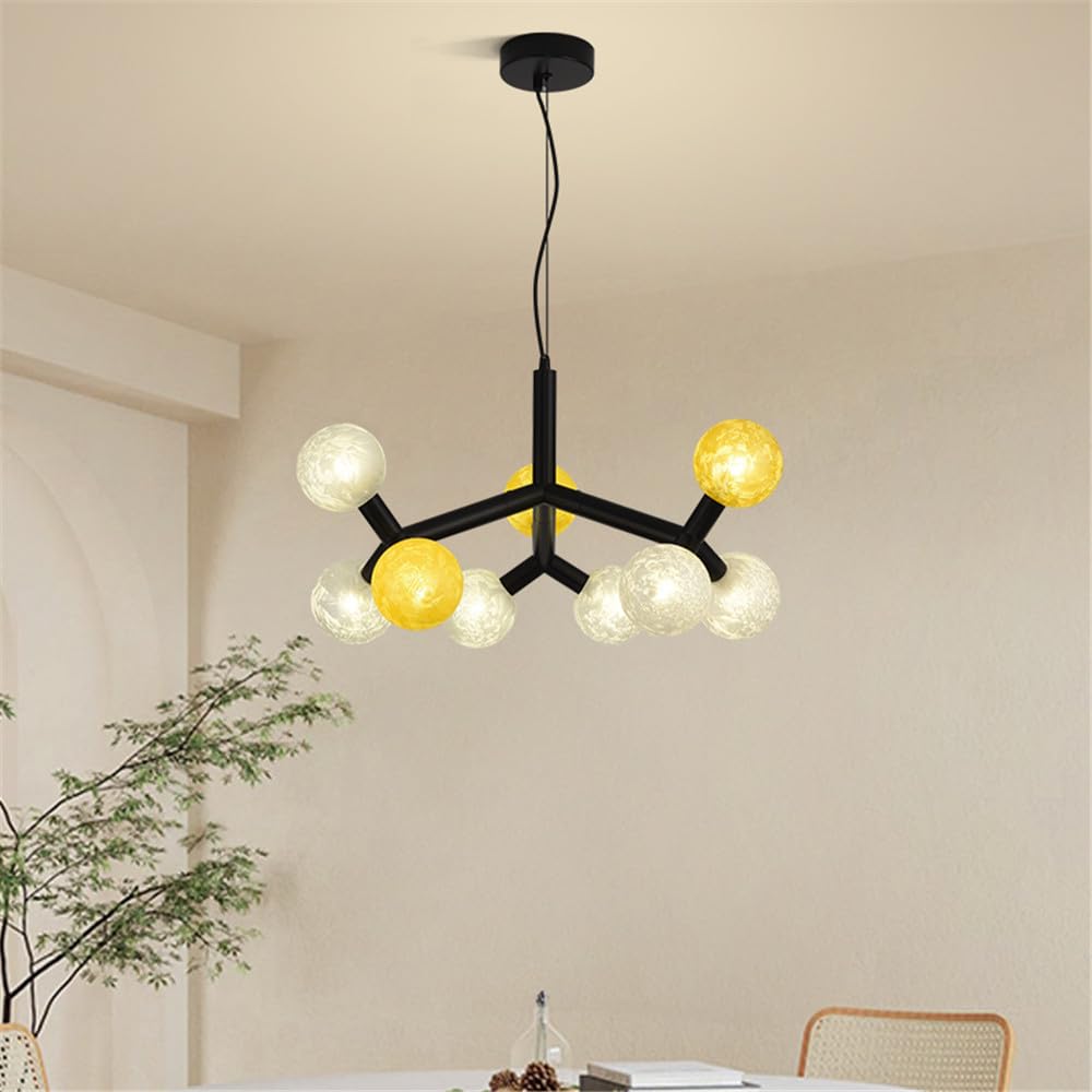 SXWNBIFH Contemporary Living Room Chandelier LED Fashion Art Restaurant Bedroom Study Villa Hotel Cafe Bar Clothing Store Counter Stairs Pendent Lamp (B 9 Lights)