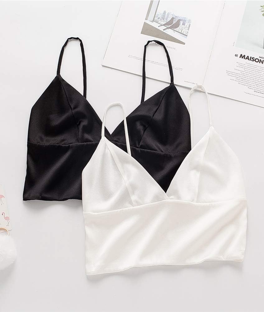 SilRiver Silk Bralette Top V- Neck Satin Bra with Triangle Cups Wire-Free & Feather-Light for Women Sensitive Skin - Image 8