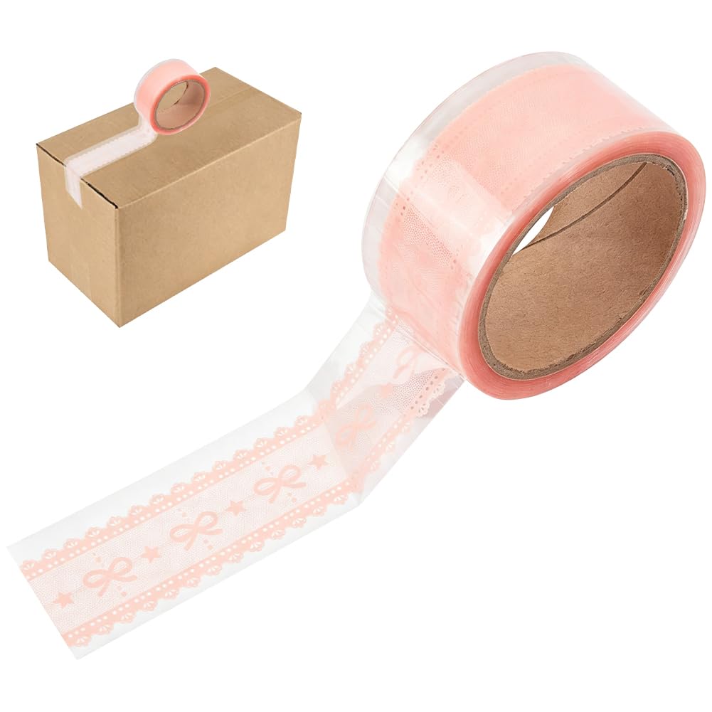 GORGECRAFT 120m*44mm Designer Cute Packing Tape Bow Colorful Printing Shipping Tape Pink Waterproof Gift Wrapping Tapes for Valentine's Home Office Packing Repairing Art Crafts Scrapbooking Present