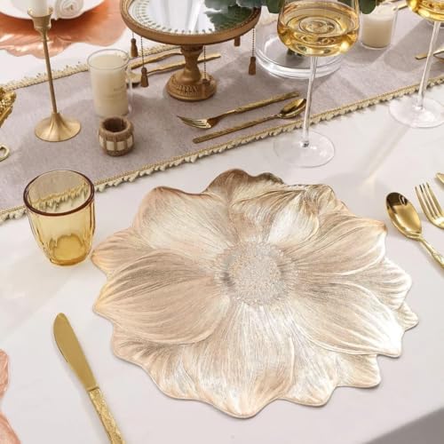 Image of Dakshya Industries Dining Table Placemat Set with Runner | PVC Waterproof Leaf Shape Table Mats Heat Resistant Washable Home Decor