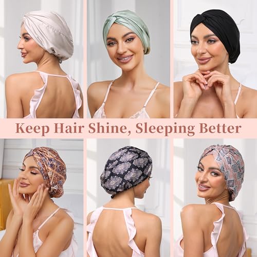 image for KAAHYNNO Adjustable Silk Satin Bonnet for Sleeping Hair Wrap, Double L