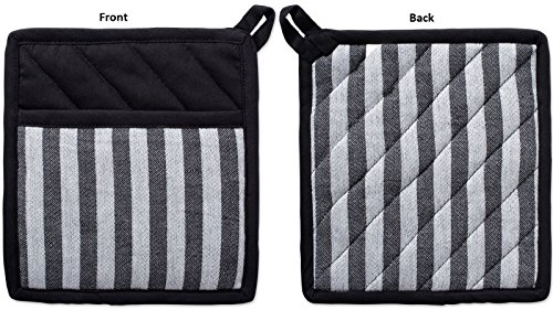 Dii Cotton Heat Resistant Kitchen Pot Holders Set, (Set Of 2-8X8.5), Farmhouse Chic Geometric Design, Heat Resistant And Machine Washable For Every Home Kitchen - Stripe #TOP1