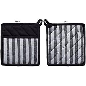 DII Cotton Heat Resistant Kitchen Pot Holders Set Set of 2 8×85 Farmhouse Chic Geometric Design Heat Resistant and Machine Washable for Every Home Kitchen Stripe
