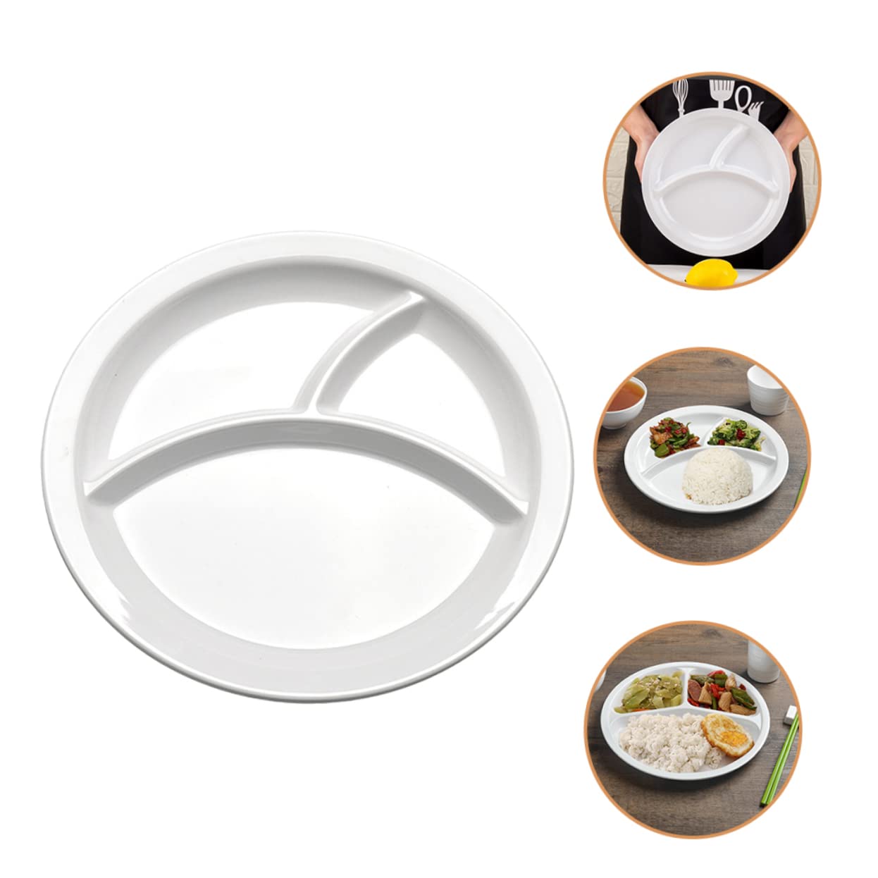 KOMBIUDA Compartment Food Plate for Divided Tray for Mess Mealtimes Feeding Tool to Reduce Tipping and Spilling for Food Storage