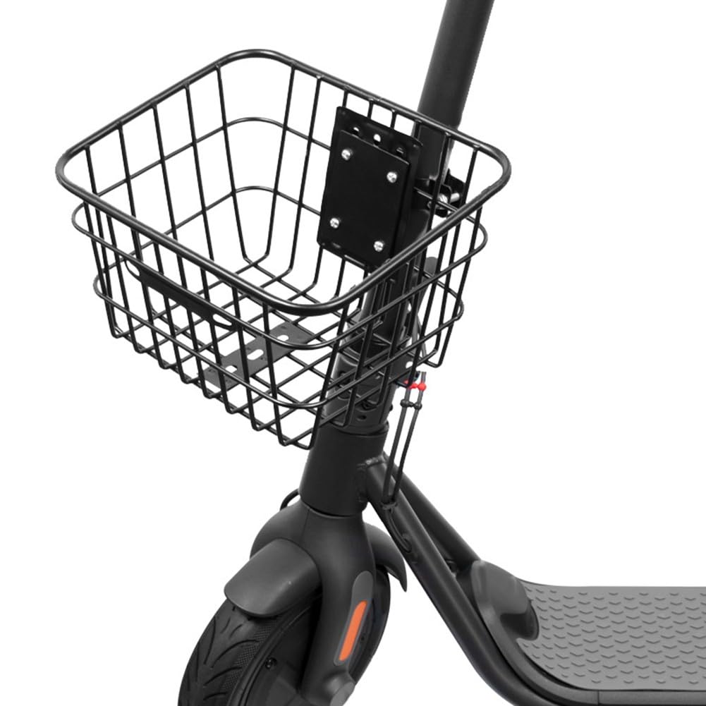 ZYWUOY Panier de rangement avant amovible pour scooter électrique et vélo – Panier de rangement robuste en tuyau de fer, portable et pratique, noir