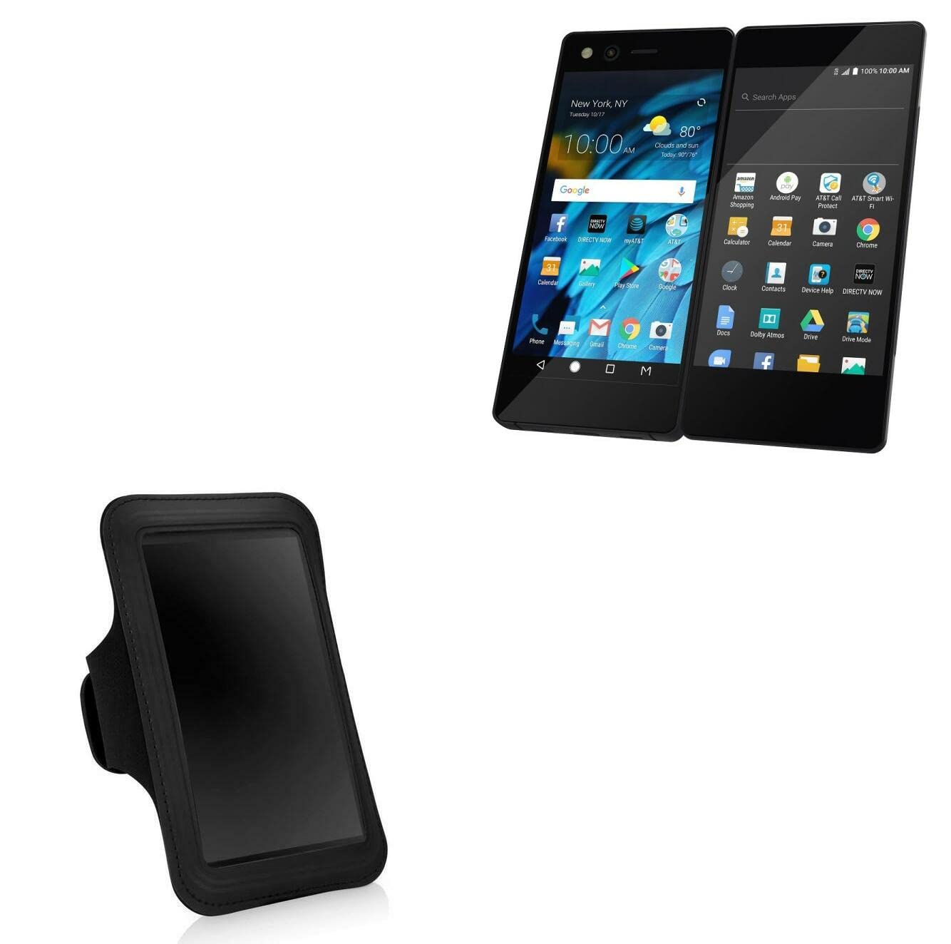 BoxWave Case Compatible with ZTE Axon M - Sports Armband, Adjustable Armband for Workout and Running for ZTE Axon M - Jet Black