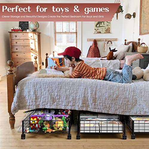 Doiown Under The Bed Storage With Wheels - Under Bed Storage Containers Rolling Underbed Storage,Foldable Metal Under Bed Shoes Storage Organizer Drawer Bins For Bedroom Clothes Blankets Bedding Shoes Toys Books 2 Pack #TOP4
