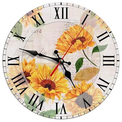 astylishome Floral Wall Clock 12 Inch Cover
