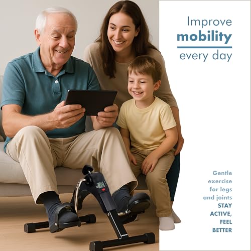 PORTENTUM Pedal exerciser for elderly – Foldable – LCD display 5 functions – Compact arm and leg trainer with adjustable resistance – Portable design ideal for home use as a mini exercise bike - Image 5