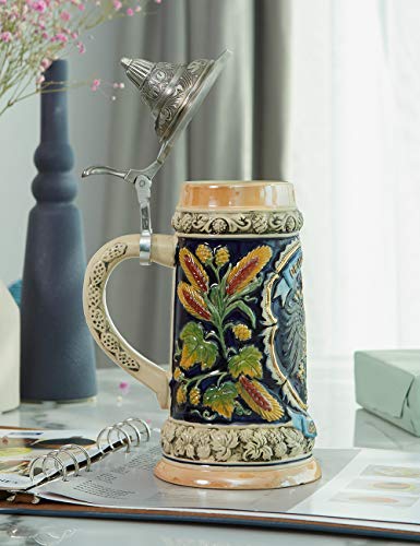 Haucoze Beer Stein Mug German Eagle Stanley Viking Drinking Mug With Lid For Man 0.6Liter #TOP7