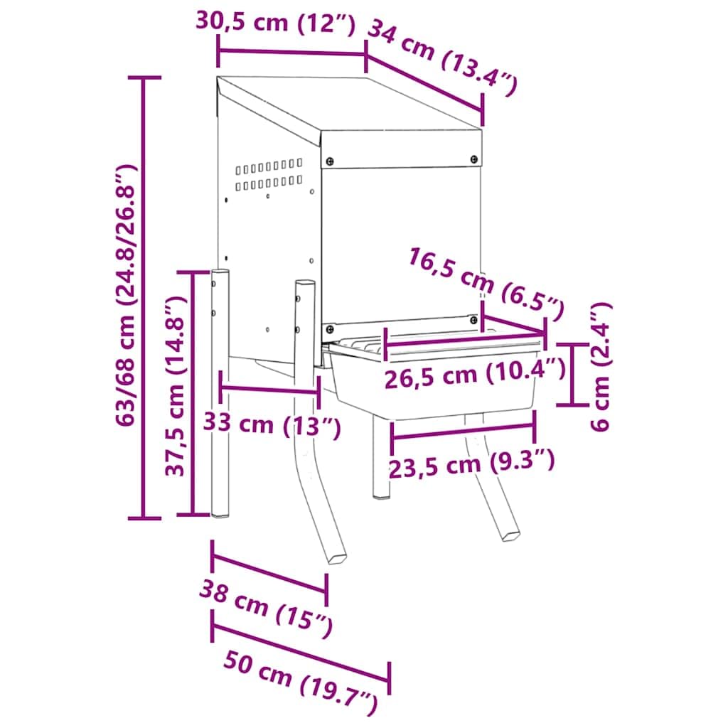 Nidera para gallinas con 1 compartimento con patas de acero galvanizado, ponedora para gallinas ponedoras con tapa elevable y bandeja extraíble, altura ajustable y ventilación integrada