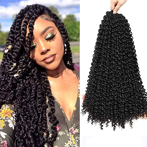 Passion Twists Hair, Water Wave Crochet Braids for Passion Twist Crochet Hair, 6Pcs Passion Twists Braiding Hair (18inch, Black)