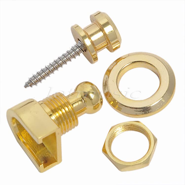 MINHTOANBV Part for 2 Pcs Guitar Locks Buttons Round for Guitar Bass Style Gold