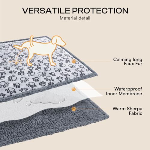 Image of Luciphia Waterproof Pet Blankets for Couch Sofa Bed Cover Liquid Pee Proof Washable Soft Fluffy Large Dog Blanket Reversible Furniture Protection Paw Grey Small(40 inch x 28 inch)