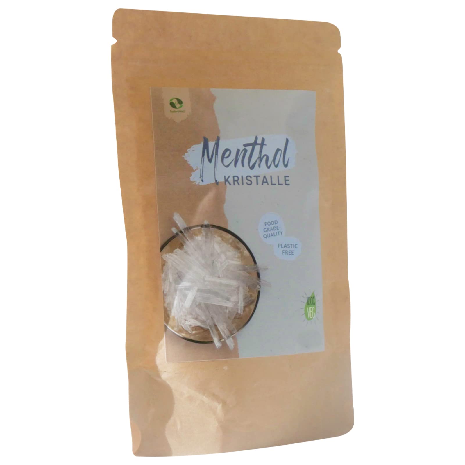 Cristaux menthol de qualité alimentaire 100 % pure huile de menthe dans un sac en papier kraft (plastique gratuit) 3 x 100 g