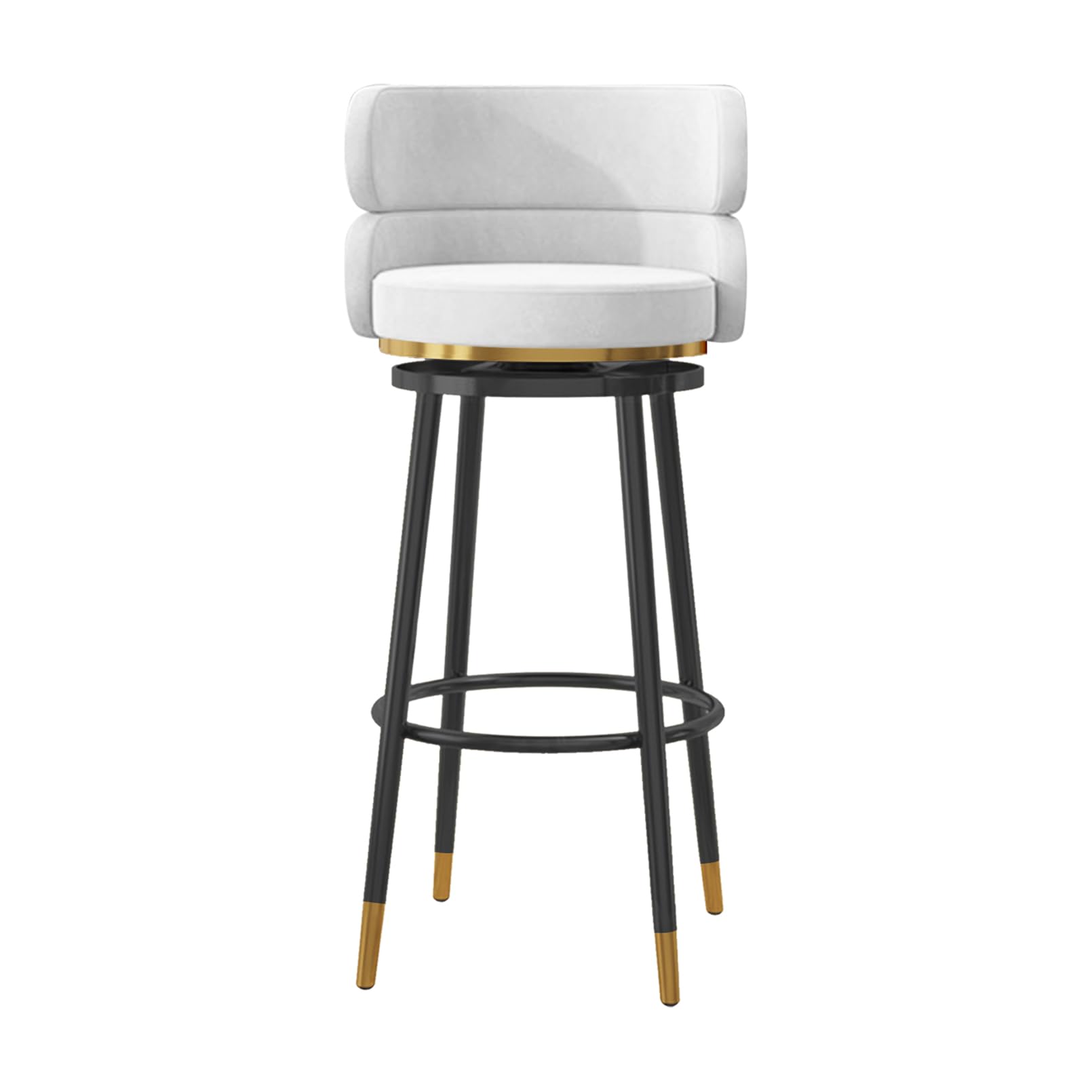 Taburetes de Bar giratorios (1 Unidad), taburetes Altos de Terciopelo para Isla de Cocina, Modernos Asientos de Cocina Blancos, Altura del Asiento de 65 cm, diseño cómodo y Elegante.