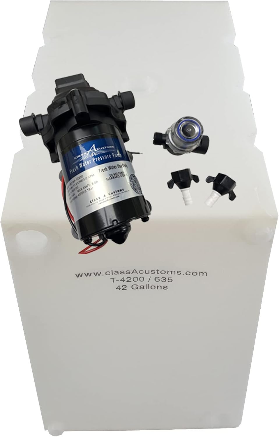 T5000BPK RV Fresh Water Tank, Potable Water Storage Tank for Drinking, Cooking, Cleaning, Showering, for Campers, Trailers, Motorhomes, RVs, Concession (Tank & Plumbing Kit, 50 Gallon)