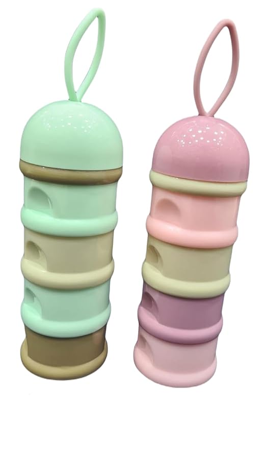 DCT 4 Layers Bear Style Portable Food Grade Material Food Storage Box Toddle Snacks Box Baby Milk Powder Container__ Multicolor Pack of 1 (Model 5)