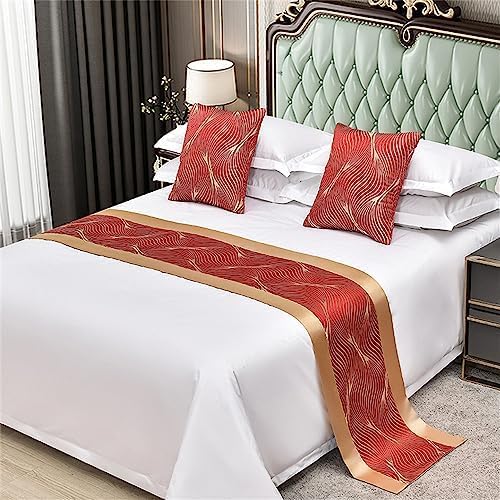 DSAoTeng Bed Runners,Hotel Scarf Bedspread Scarves Home Decoration Bed Scarf Bedding Bed Towel Luxury Protection for Bed Cover Single Double Super King Size (Red,50x160cm for 100cm bed)