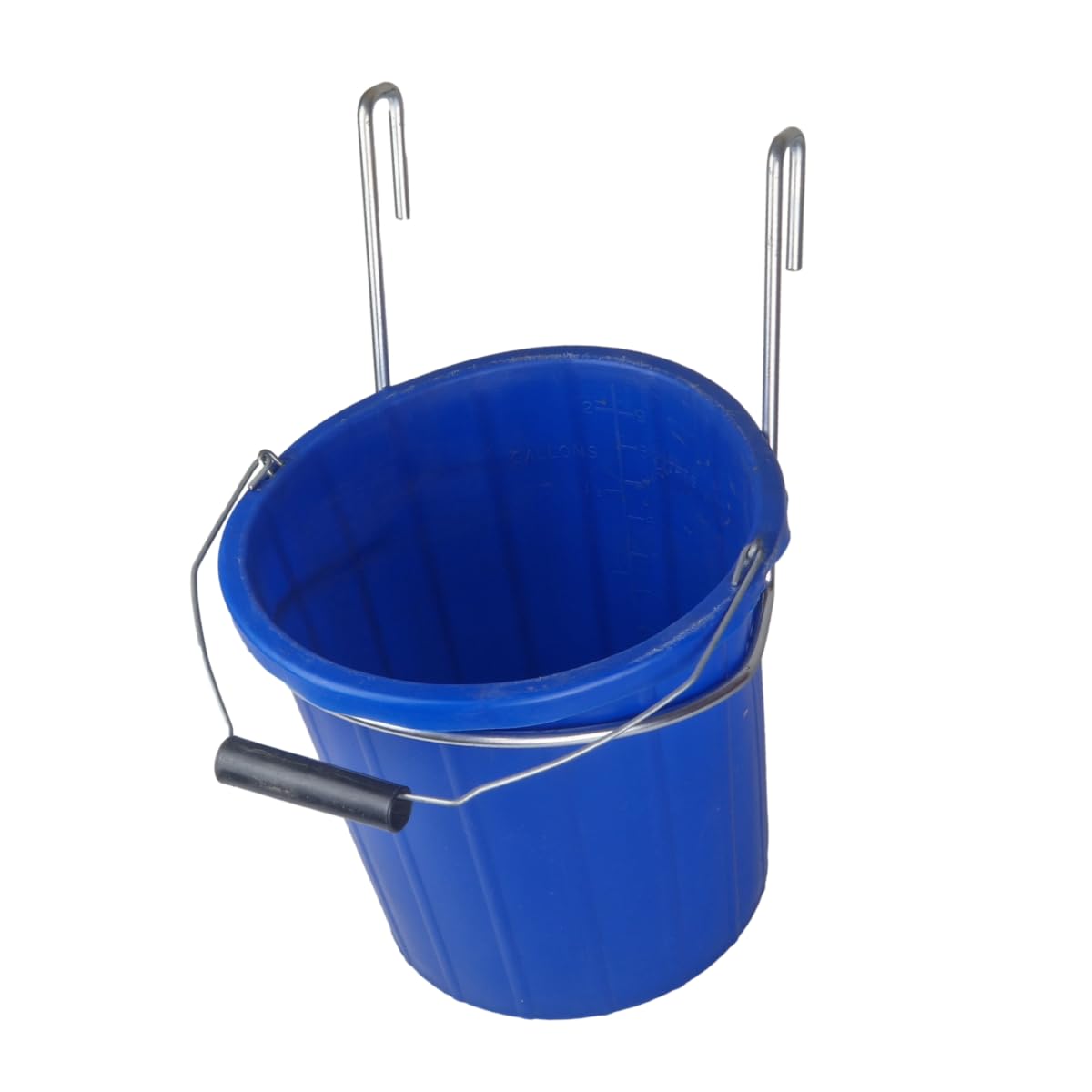 10L Bucket Feeder & Galvanised Ring Holder | Hoof Proof Buckets with Carry Handle | Ideal for Lambing Pens and Young Calves | Water Trough, Dry Meal, Supplements, Hay (Blue) — image 1