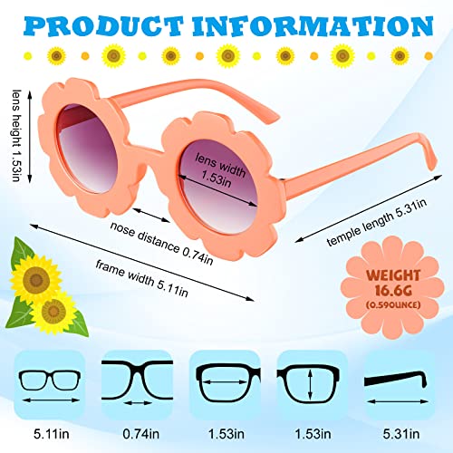 20 Pieces Round Flower Sunglasses Girls Flower Shaped Sunglasses Cute Outdoor Beach Eyewear for Kids3