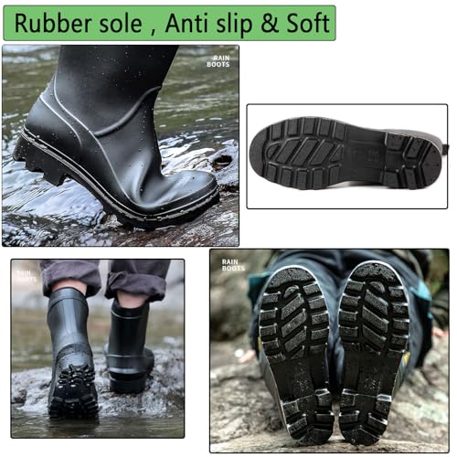 Donbest Gummistiefel Herren Damen Hoch Regenstiefel Langschaft Halbschaft Kurzschaft Wasserdichte Garten Stiefel Anti Rutsch Wellington Boots Rain Boots,Schwarz1,EU39