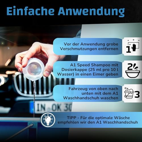DR. WACK - A1 Speed Shampoo 500 ml - Effektiver Autoreiniger mit Aktivschaum-Formel - Gründliche & schonende Entfernung hartnäckiger… – Ansicht 3