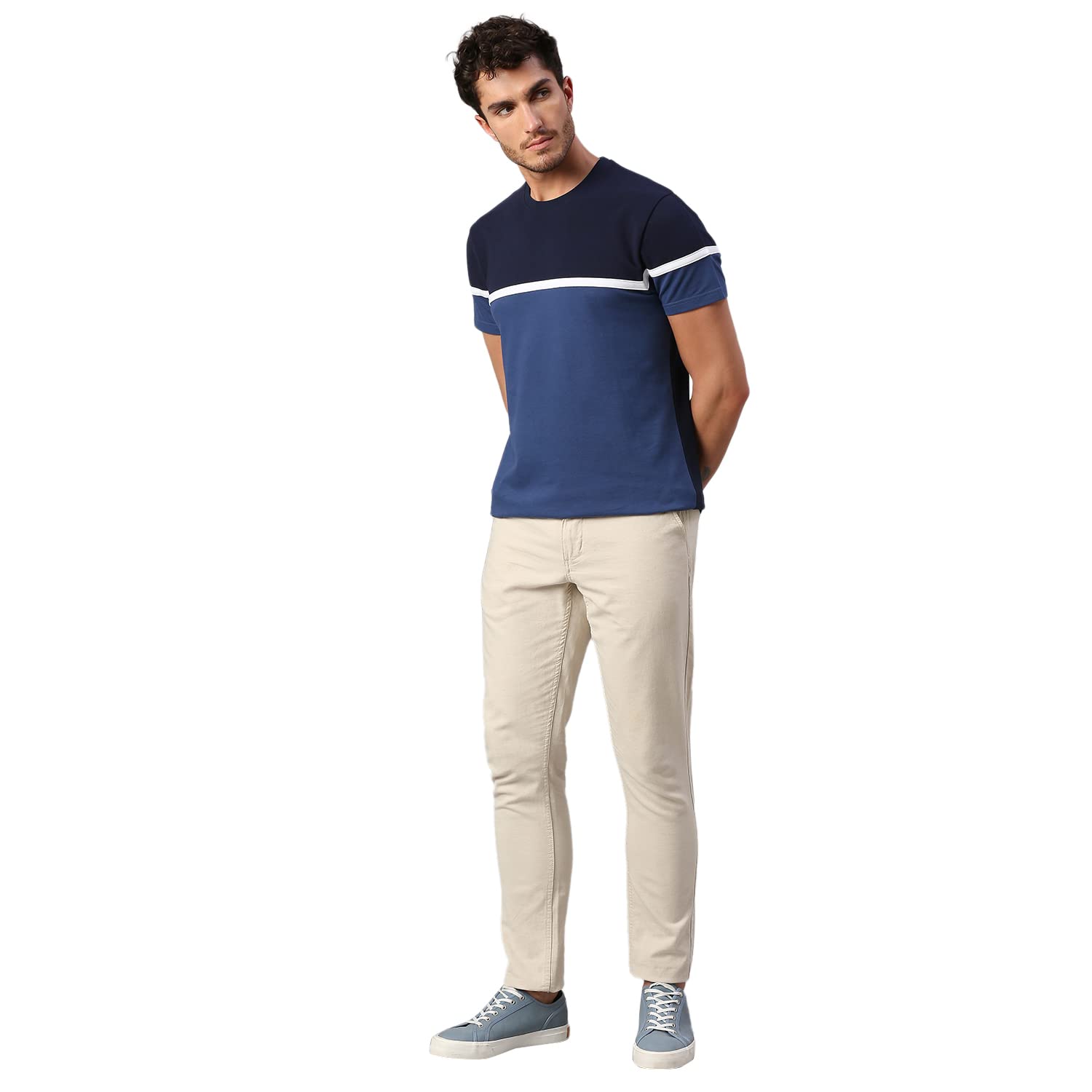 Dennis Lingo Camiseta de algodón puro para hombre, media manga, cuello redondo