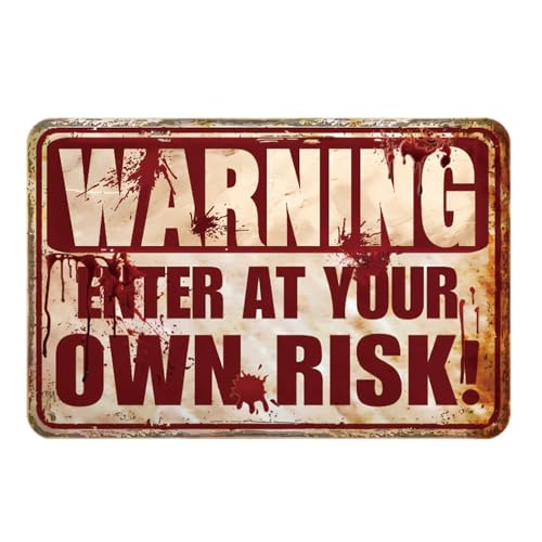 Halloween Decorations – Metal Danger Sign, Enter at Your Own