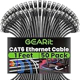 GearIT 50-Pack, Cat 6 Ethernet Cable Cat6 Snagless Patch 1 Foot - Snagless RJ45 Computer LAN Network Cord
