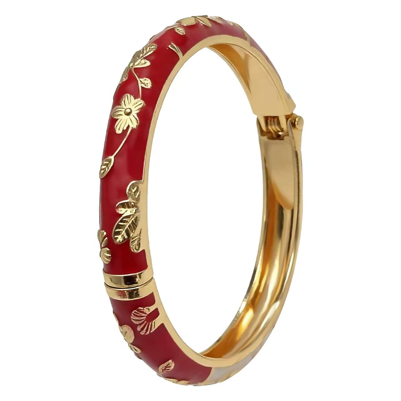 Cloisonne Handcrafted Enameled Bracelet,Flower Shaped Enamel Bling Chunky Bangle Trendy Cute Colorful Gold Plated Vintage Bracelets Stackable Wife Jewelry Friendship Gift