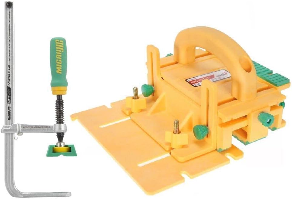 MICROJIG GRR-RIPPER GR-200+DVC-850AP Grr-Ripper Advanced Pushblock & Matchfit Dovetail Clamp Ap Bundle, Yellow