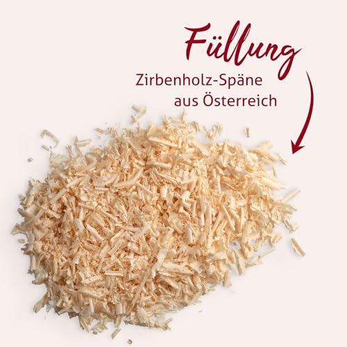 Navango® Zirbenkissen - Zirbenharmonie | Sofakissen gefüllt mit Zirbe | ca. 30 x 20 cm | Dekokissen mit Zirbenduft | Österreichische Zirbenholzspäne | 100% Baumwolle | Waschbarer Bezug
