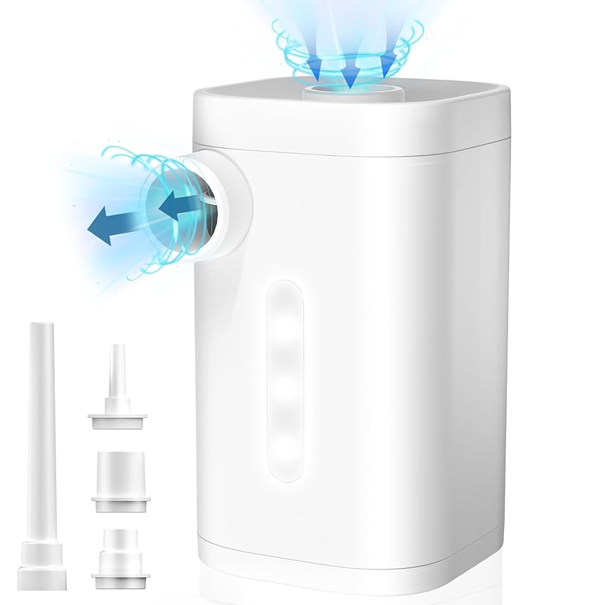 Immagine del prodotto Pompa Elettrica per Materasso Gonfiabile, Pompa Elettrica Ricaricabile, 2 In 1 Pompa ad Aria Portatile con 4 Ugelli per Materasso Gonfiabile, Piscina, Anello di Nuotata - 1500mAh, Bianco