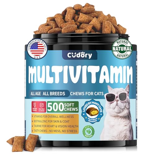 Cat Multivitamin, Crunchy & Creamy Cheese Chew&ndash; Supports Energy and Skin & Coat &ndash; with Taurine,...