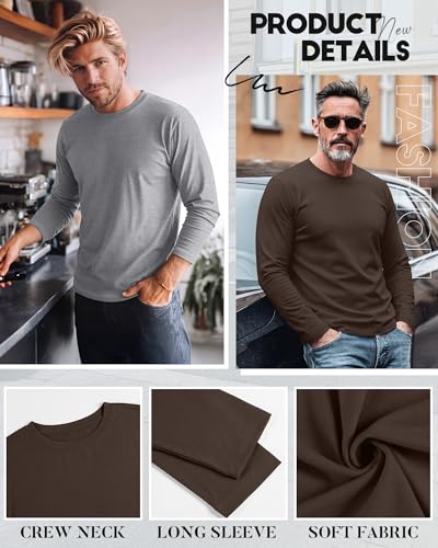 Image of August Alley 4 Pack Men's Big and Tall Cotton Shirts L-7XL, Long Sleeve Oversized Tops Loose Casual Large T-Shirts Basic Tee