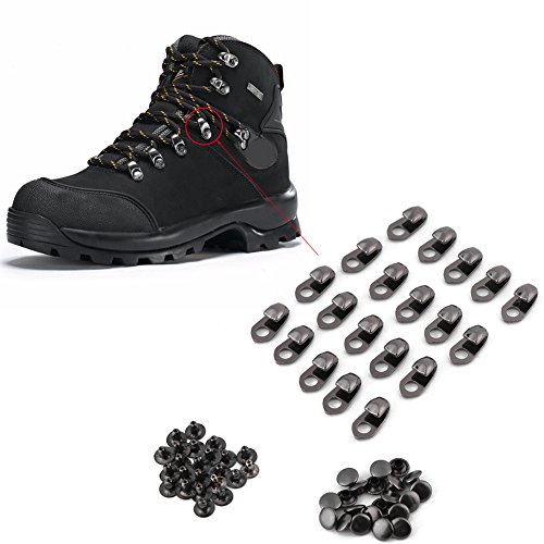 Shoe Lace Hooks, 20Pcs Boot Hooks Lace Fittings With Rivets for Repairing Camping