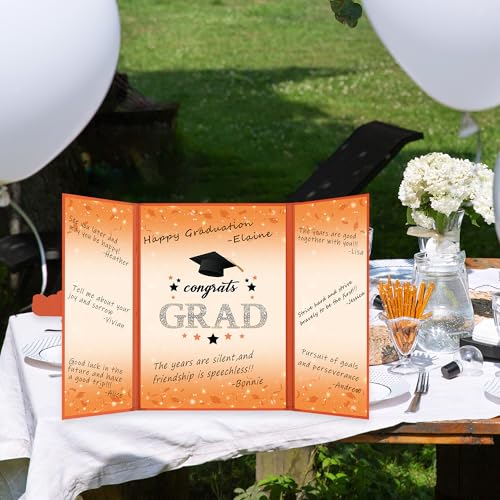 Image of Vlipoeasn 2PCS Graduation Guest Book Alternative, Orange Class of 2026 Party Decorations, Grad Signature Book for 2026 College High School, Unique Graduation Gifts for Friends