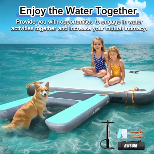 AWSUM 150x100x15 cm Hunderampe Aufblasbar Hund Wasser Dog Ramp Dog Floating Steps Leiter Schwimmrampe Welpe Planke Schwimmdock Plattform für Hunde bis zu 100 kg, für Pool, See, Boote, swimmingpool