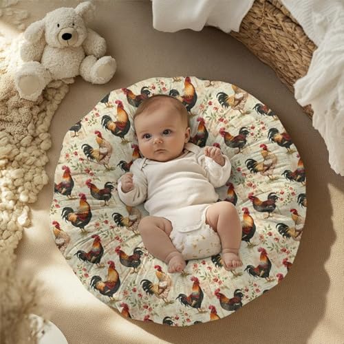 FUIALDOLG Baby Lounger Cover Breathable Newborn Lounger Cover,Soft Lounger Slipcover with Band for Boys Girls, Covers Only Home Decor Rooster Flower Series