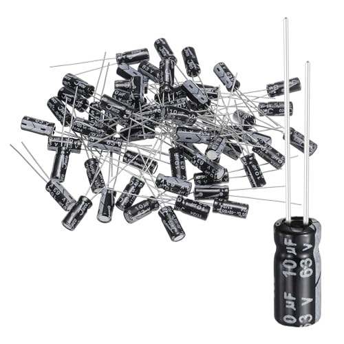 Image of sourcing map 60Pcs 10uF 63V 5x11mm Electrolytic Capacitor, 105C High Temp Radial Leads Aluminum Capacitors for TVs, LCD Monitor, VCD, Black